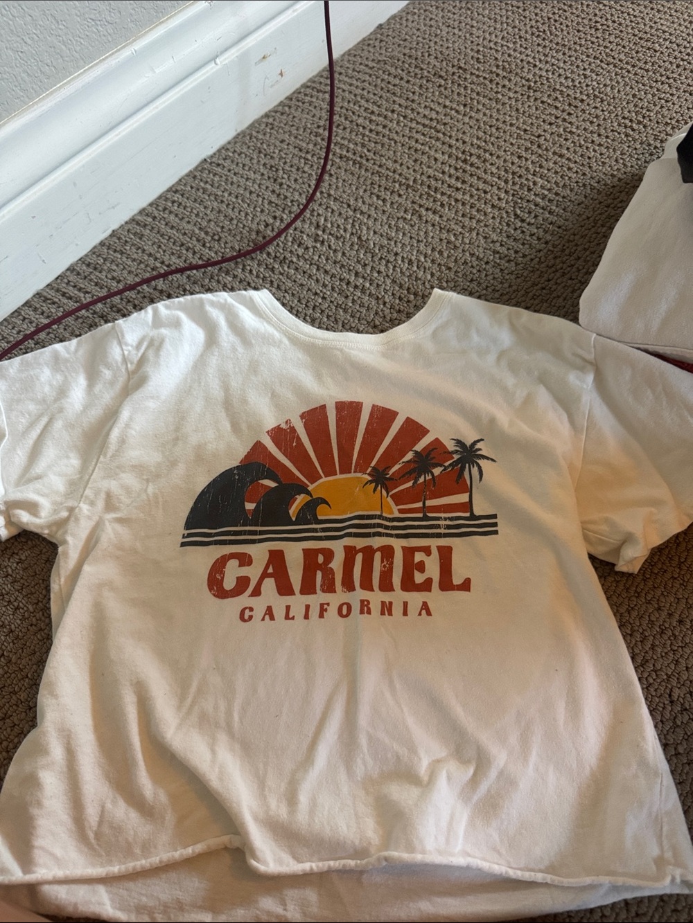 Carmel California Graphic Tee in Cream with Orange & Black